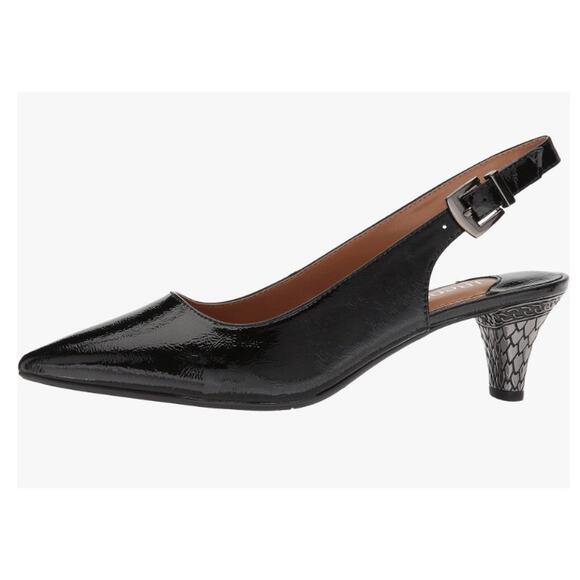 J.Reneé Mayetta Pearlized Slingbacks Faux Patent Leather Black Size 10.5 NIB - Picture 1 of 13